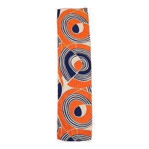 Vintage 60s/early 70s orange navy white geometric print silk scarf mod summer